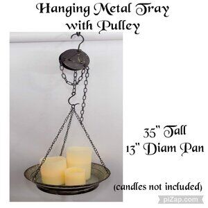 New Hanging Metal Tray with‎ Pulley 35" Tall Primitive Distressed by Millcreek